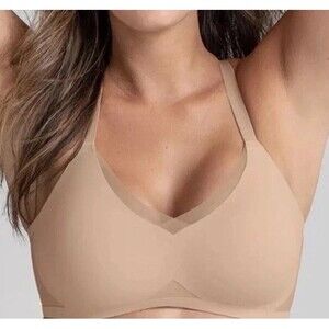 Honeylove Crossover Bra Wirefree Size Large Nude Adjustable Straps - No Padding